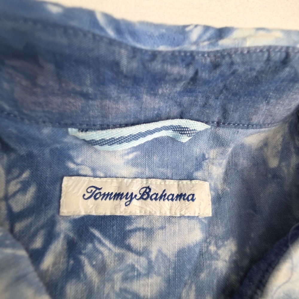 Tommy Bahama Camp Shirt Mens 2XL Poolside Tie Dye Linen Blend Coastal Vacation - Picture 10 of 12